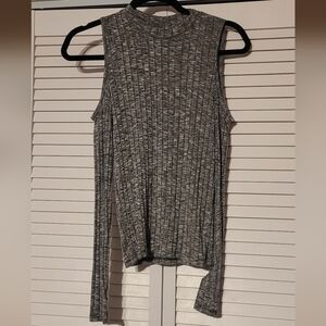 American Eagle Outfitters Charcoal Ribbed Cold Shoulder Long Sleeve